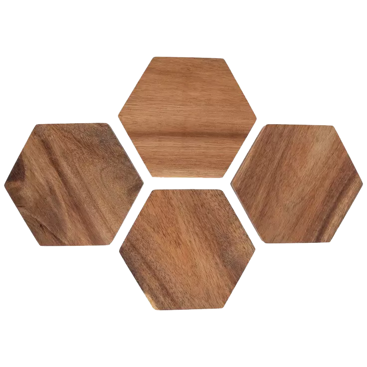 Personalized Acacia Wood Hexagon Coaster