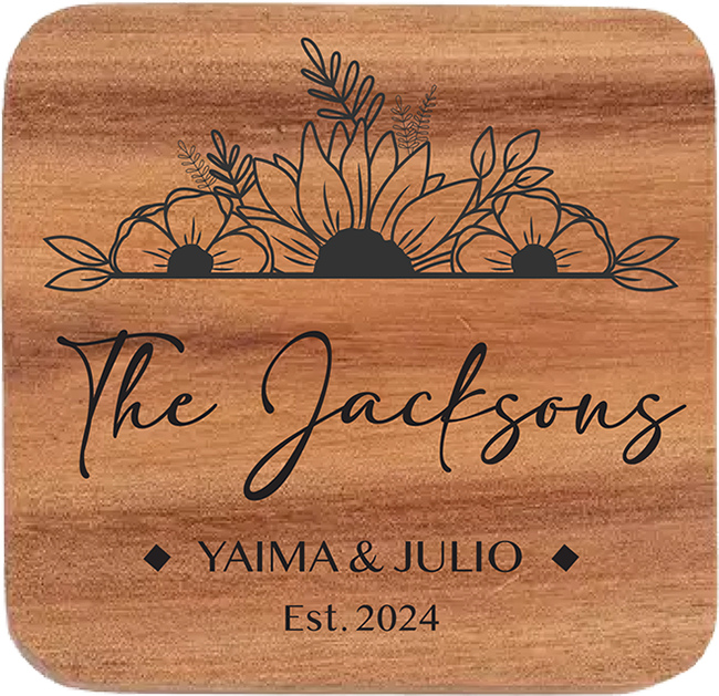 Personalized Acacia Wood Square Coaster