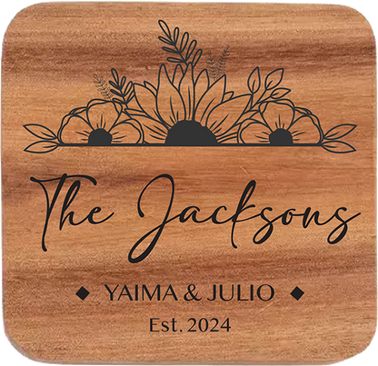 Personalized Acacia Wood Square Coaster