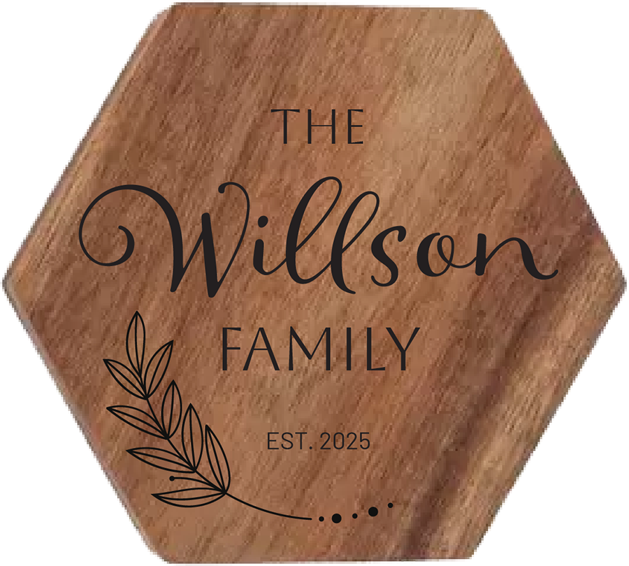 Personalized Acacia Wood Hexagon Coaster