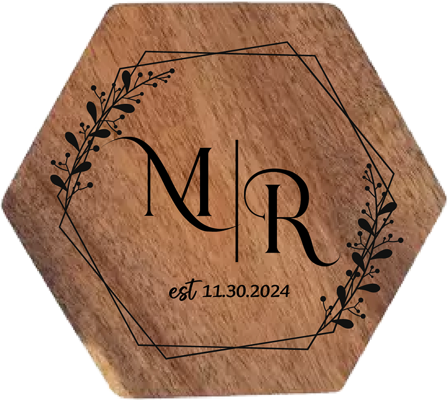 Personalized Acacia Wood Hexagon Coaster